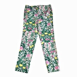 Talbots RSVP Floral Pants Stretch Cotton New Size 6 Tapered Side Zip Brunch